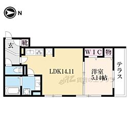 ＬＡ　ＶＩＬＬＡ五個荘　Ａ棟 1階1LDKの間取り