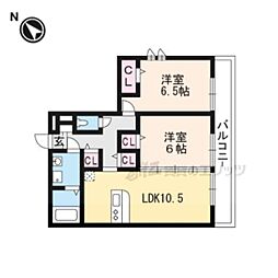 JR東海道・山陽本線 草津駅 徒歩27分の賃貸アパート 3階2LDKの間取り