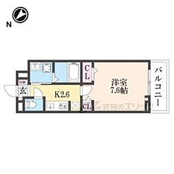 JR湖西線 堅田駅 徒歩12分の賃貸アパート 2階1Kの間取り
