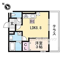 JR湖西線 堅田駅 徒歩7分の賃貸アパート 1階1LDKの間取り