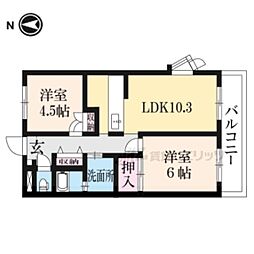 JR北陸本線 長浜駅 バス12分 四ツ塚下車 徒歩3分の賃貸アパート 2階2LDKの間取り