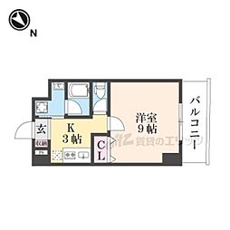 マンション彦根駅西 2階1Kの間取り