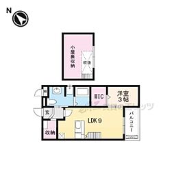 JR北陸本線 長浜駅 バス6分 八幡中山下車 徒歩7分の賃貸アパート 2階1LDKの間取り