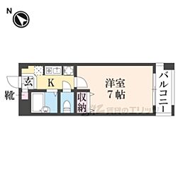 グラフィーネ草津野路 5階1Kの間取り