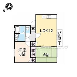 ロイヤルフィーノ 1階2LDKの間取り