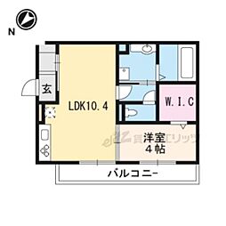 JR東海道・山陽本線 草津駅 徒歩25分の賃貸アパート 2階1LDKの間取り
