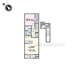近江鉄道近江本線 水口城南駅 徒歩21分の賃貸アパート 2階1LDKの間取り