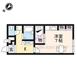 近江鉄道八日市線 八日市駅 徒歩22分の賃貸アパート 2階1Kの間取り