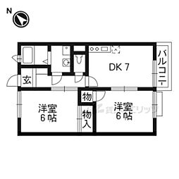 京阪石山坂本線 松ノ馬場駅 徒歩8分の賃貸アパート 2階2DKの間取り