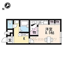 JR草津線 石部駅 徒歩18分の賃貸アパート 2階1Kの間取り