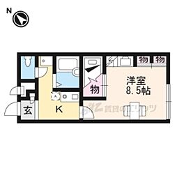 レオパレスクレール 2階1Kの間取り