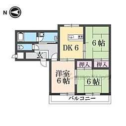 JR北陸本線 長浜駅 徒歩24分の賃貸マンション 3階3DKの間取り