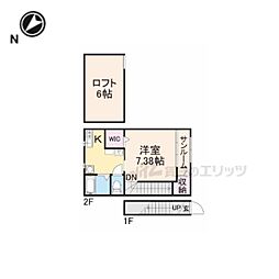 アーバン・サンフィールド 2階1Kの間取り