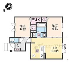 JR東海道・山陽本線 瀬田駅 徒歩11分の賃貸アパート 1階2LDKの間取り