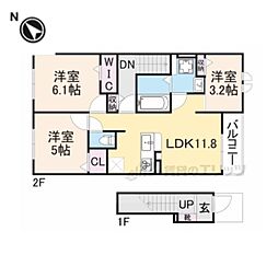 サンリットＭII 2階3LDKの間取り