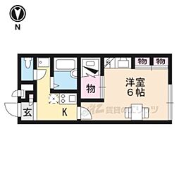 レオパレス新庄寺 2階1Kの間取り