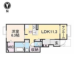 レモングラス 1階1LDKの間取り