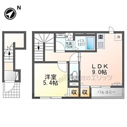 近江鉄道近江本線 水口駅 徒歩9分の賃貸アパート 1階1LDKの間取り