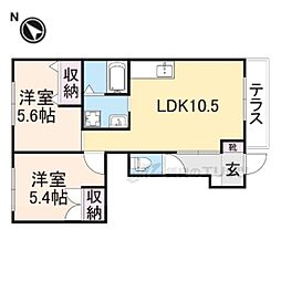 ティンカーベル 101 1階2LDKの間取り