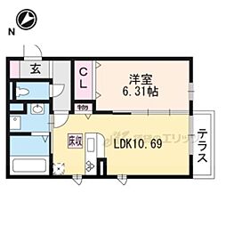 JR東海道・山陽本線 瀬田駅 徒歩21分の賃貸アパート 1階1LDKの間取り
