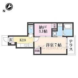 フロール南彦根 1階1Kの間取り