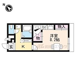 JR東海道・山陽本線 草津駅 徒歩18分の賃貸アパート 1階1Kの間取り
