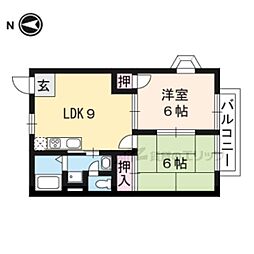 JR東海道・山陽本線 栗東駅 徒歩18分の賃貸アパート 2階2DKの間取り