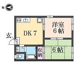 JR北陸本線 坂田駅 徒歩19分の賃貸アパート 2階2DKの間取り