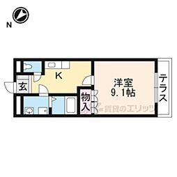 Ｌａ　Ｆｌｏｒａｌ　参番館 1階1Kの間取り