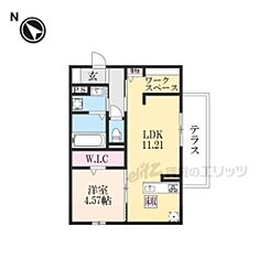 JR北陸本線 米原駅 徒歩4分の賃貸アパート 1階1LDKの間取り