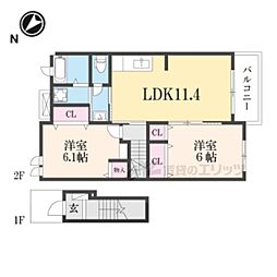 ファミリータイズ3 2LDKの間取図画像