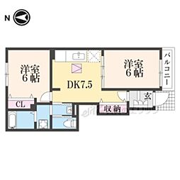 ケンブライト 2DKの間取図画像