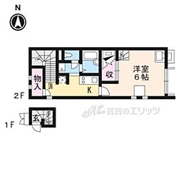レオネクスト伊吹2 1Kの間取図画像