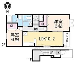 サンライズガーデン 2LDKの間取図画像