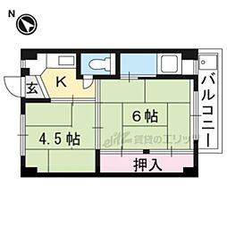 ビレッジハウス宮内2号棟 1DKの間取図画像
