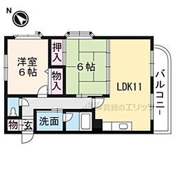 プチ・フルール千 2LDKの間取図画像