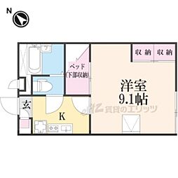 レオパレスK&K 1Kの間取図画像