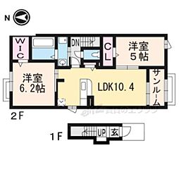プラシード緑町3B 2LDKの間取図画像