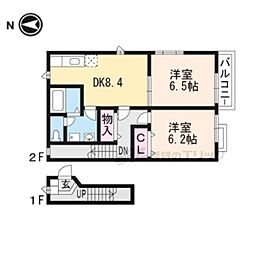 ヴィラプリムローズK2 2DKの間取図画像