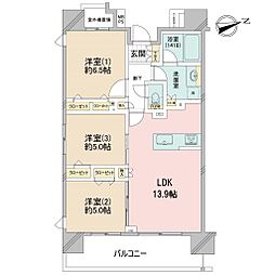 クリオ南砂町 3LDKの間取図画像