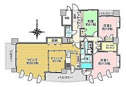 DクラディアSOUTHSEVEN 3LDKの間取図画像