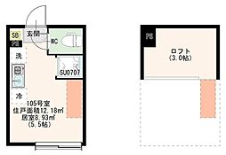 ハーモニーテラス桜台VIII 105 1階ワンルームの間取り