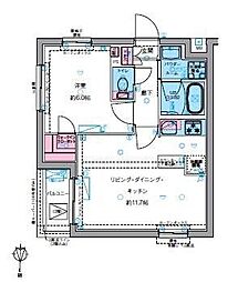 ジェノヴィア四谷三丁目グリーンヴェール 2階1LDKの間取り