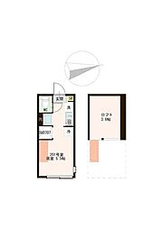 Aurora Fujimidai 201 2階ワンルームの間取り