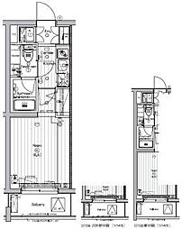 PREMIUMCUBE大崎 1Kの間取図画像