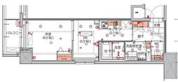 ハーモニーレジデンス菊川ステーションフロント 1DKの間取図画像