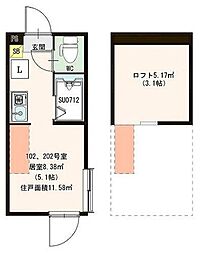 ハーモニーテラス栄町4 ワンルームの間取図画像