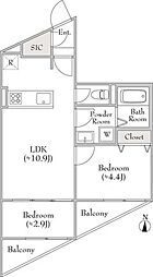 ルミークアン用賀 2LDKの間取図画像