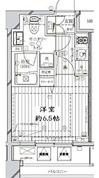 レガリス品川南大井パークサイド 1Kの間取図画像