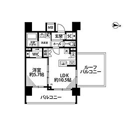 プレール・ドゥーク世田谷代田 1LDKの間取図画像